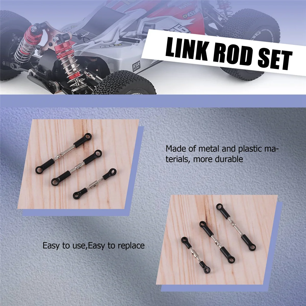 7 Stuks Voor Achter Trekstang Linkage Servo Link Rod Set tbv 144001 144010 124016 124017 124019   RC auto-onderdelen