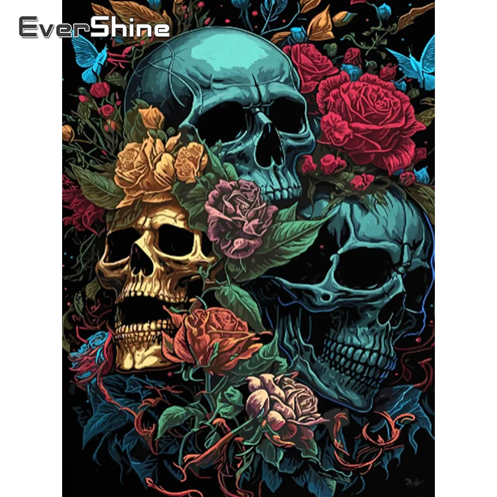 Evershine Diamant Stickerei Skelett Strass Mosaik Halloween Vollstickerei Bild DIY Kreuzstich Home Decor
