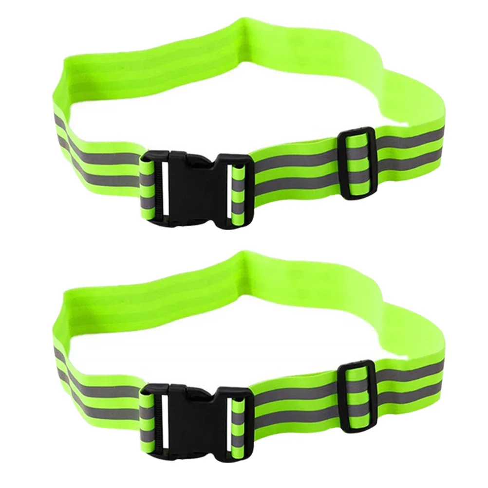 

2 Pcs Ties Shoulder Straps High Visibility Belt Reflector Band Fluorescence Waist Elastic Polyester Ribbon Reflective Waistband