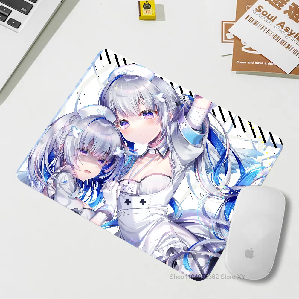 Game Anime Hololive Vtube Amane Kanata Mousepad Small LockEdge Mouse Pad For Gamers Computer Desk Pad Rectangular Anti-slip