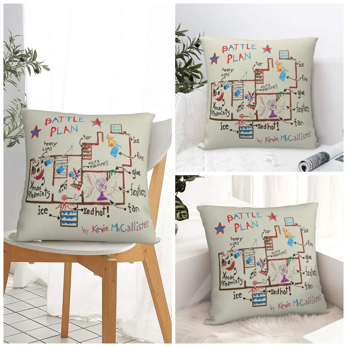 Movie Home Alones Battle Plan Pillow Case Christmas Cushion Cover Pillow Cover Fashion Pillowcases Office Car Home Decorative
