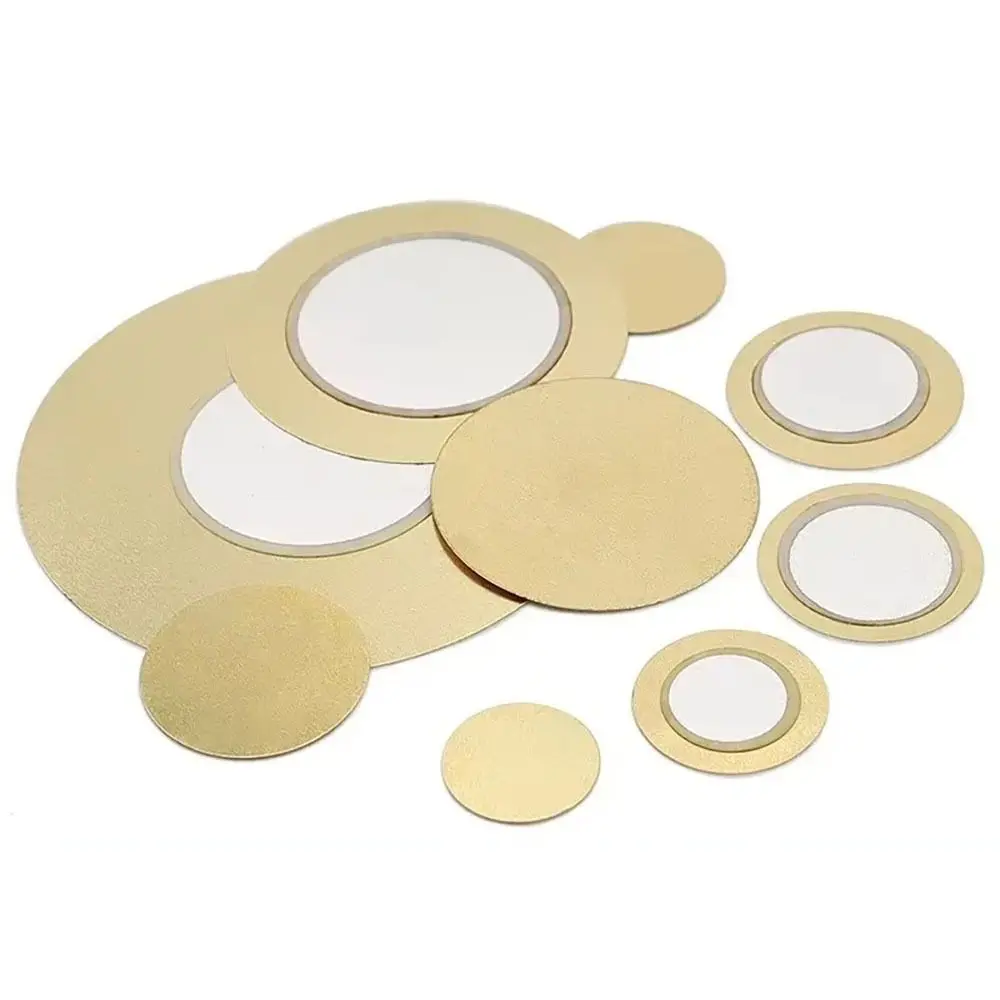 10Pcs 12-50mm Piezo Ceramic Wafer Plate Piezo Ceramic Brass Case Piezo Buzzer Element Lightweight Copper Sheet