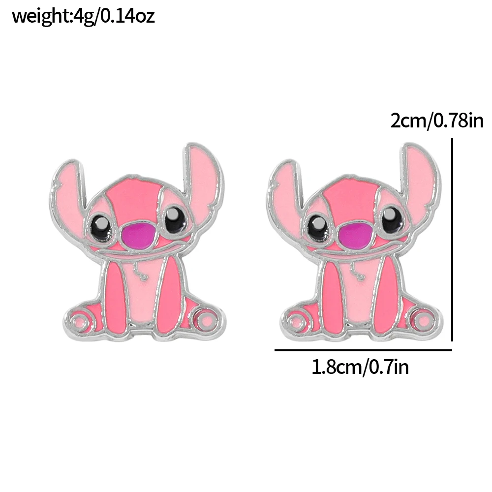 1 زوج الكرتون ليلو و غرزة أقراط لطيف دمى الأذن ترصيع Kawaii الفتيات قلادة حديدية أنيمي غرزة مجوهرات اكسسوارات هدايا