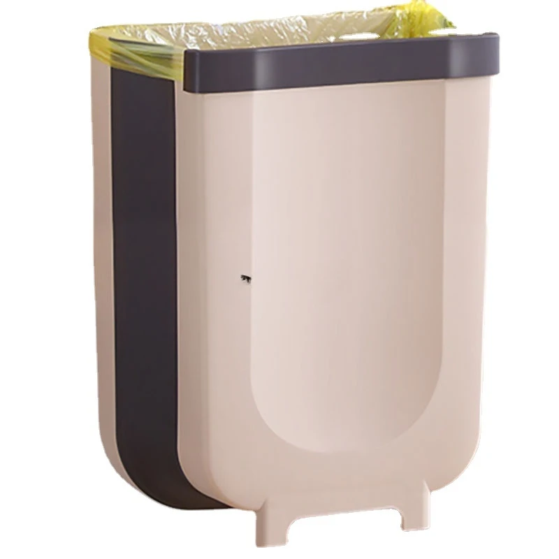 

Wall Mounted Kitchen Trash Can Foldable Portable Plastic Desktop Trash Can Under Cabinet Big Recycle