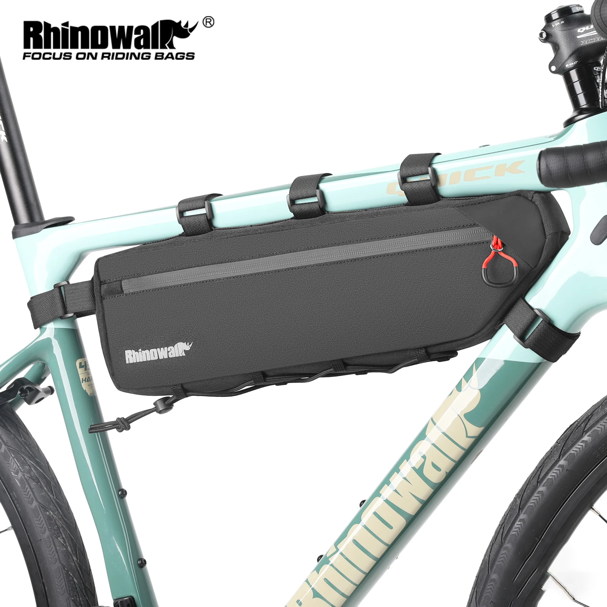 Rhinowalk Bike Frame Bag 2.1L-2.7L Splash-Proof Bicycle Under Tube Bag Triangle Bag Double Sided SBS Zipper Bottom Binding Syste