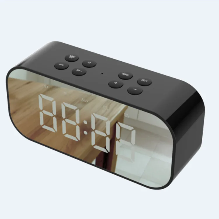 LED alarm clock gift bluetooth wireless speaker mini mirror with screen clock gift card woofer 0.28KG