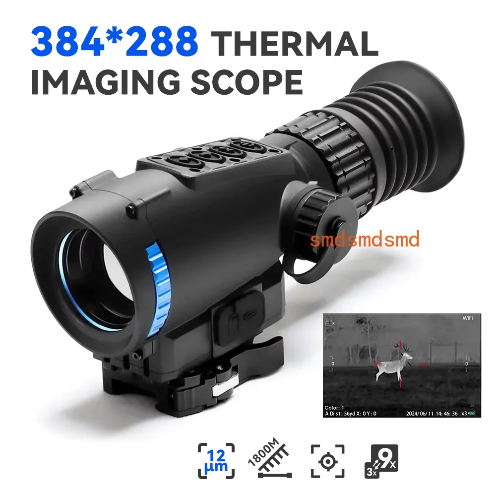 384*288 Thermal Scopes Outdoor Camera 1800M Detection Range Thermal Imaging Rifle Scope 3-9X Zoom for Hunting Search Rescue
