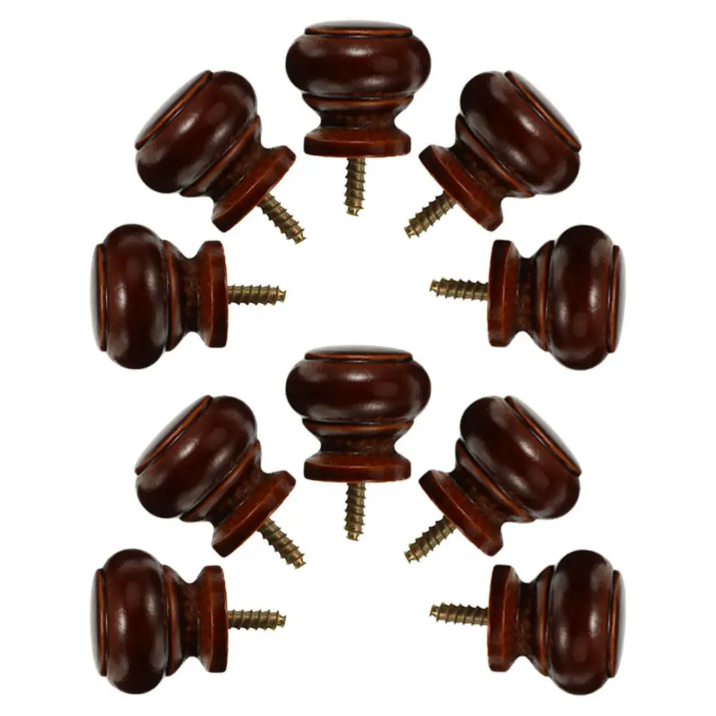 

10 шт. круглых ручек для ящиков из массива дерева, 2,8 см, самонарезающие, с одним отверстием, для комодов, шкафов, кухонных тумб