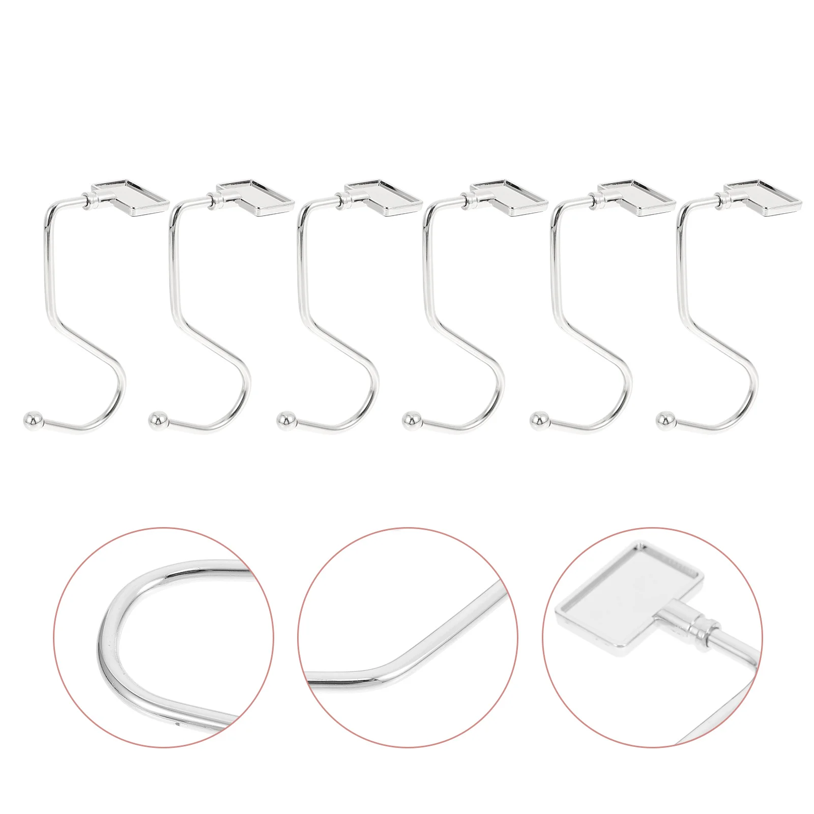 

6Pcs Handbag Hooks Iron Tabletop Bag Holders Xmas Stocking Holders Fireplace Decoration Desktop Hangers