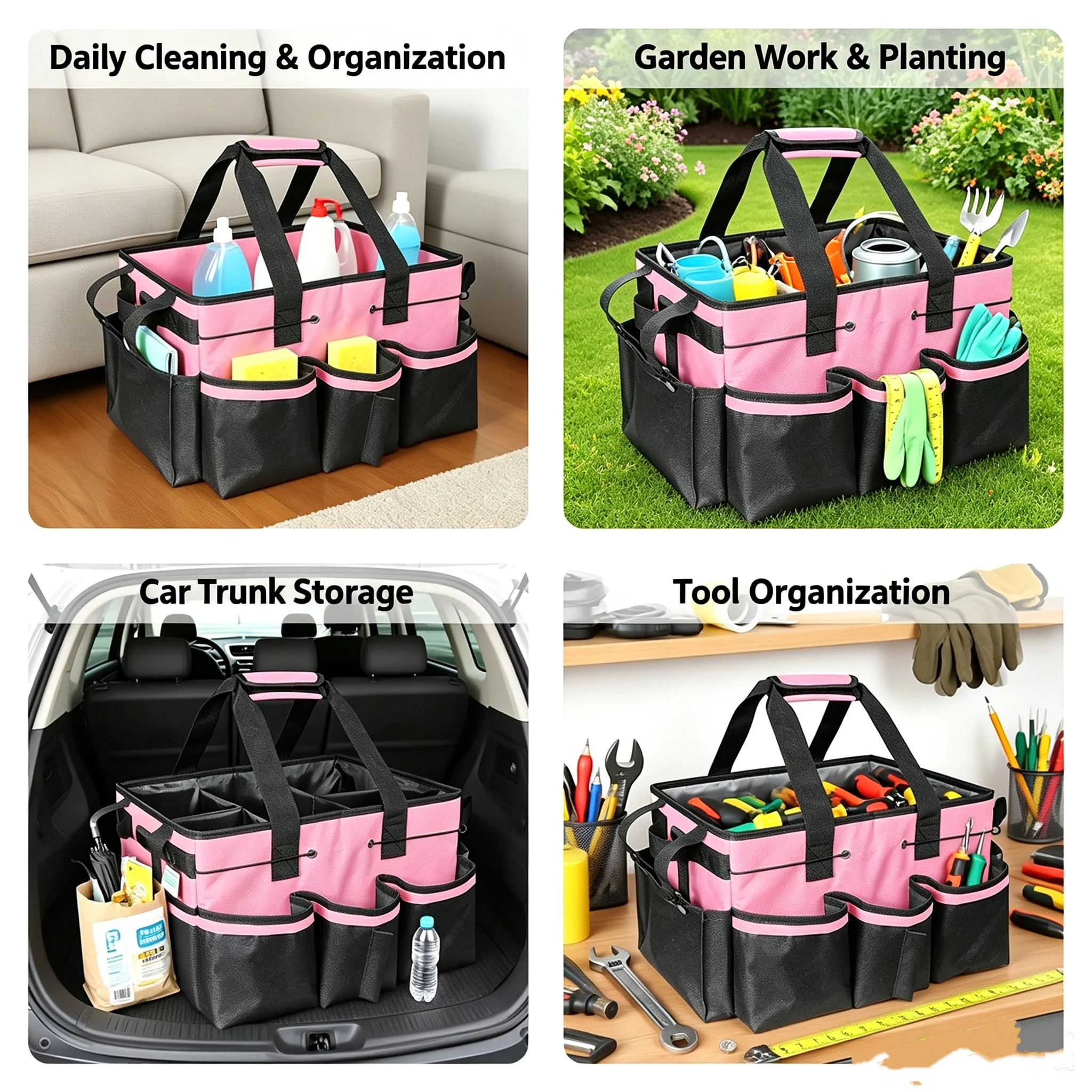Multifunctional Oxford Cloth Tool Storage Bag, Waterproof Wear Resistant Large Capacity Bag for Cleaning Tools
