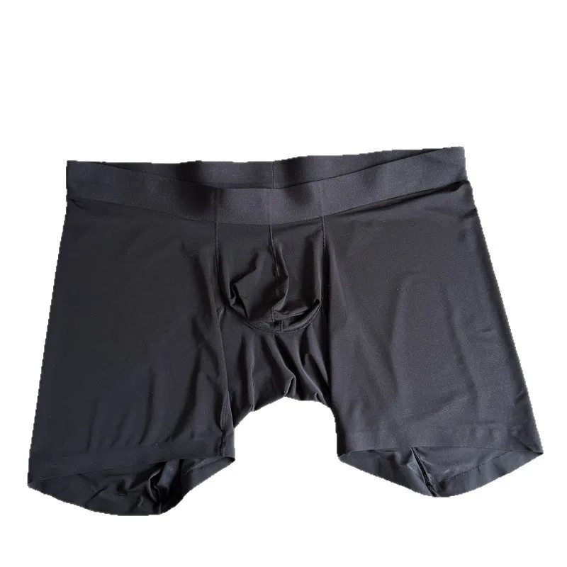 Sheer Transparent Mens Long Leg Ice Silk Trunks Summer Seamless One Piece Large Pouch Breathable Underpants