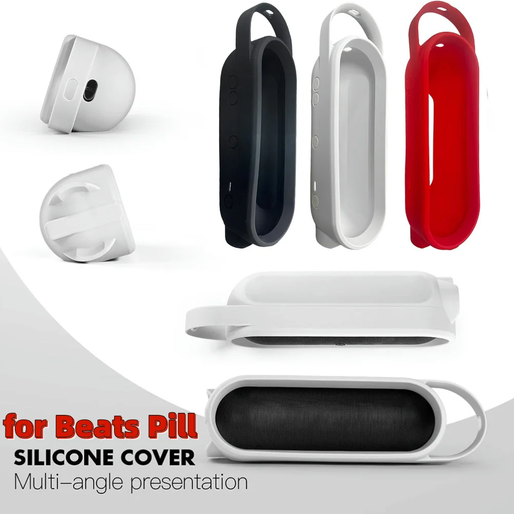 Silicone Case with Handle Protective Cover Shockproof Flexible Carrying Case Anti-Scratch for Beats Pill Portable BT Speaker