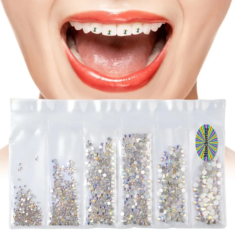 1pack Tooth Gem Kit Multi-Size Dental Jewelry Teeth Crystal Diamond Gem Beauty Sparkling Colorful Stones DIY Teeth Decoration