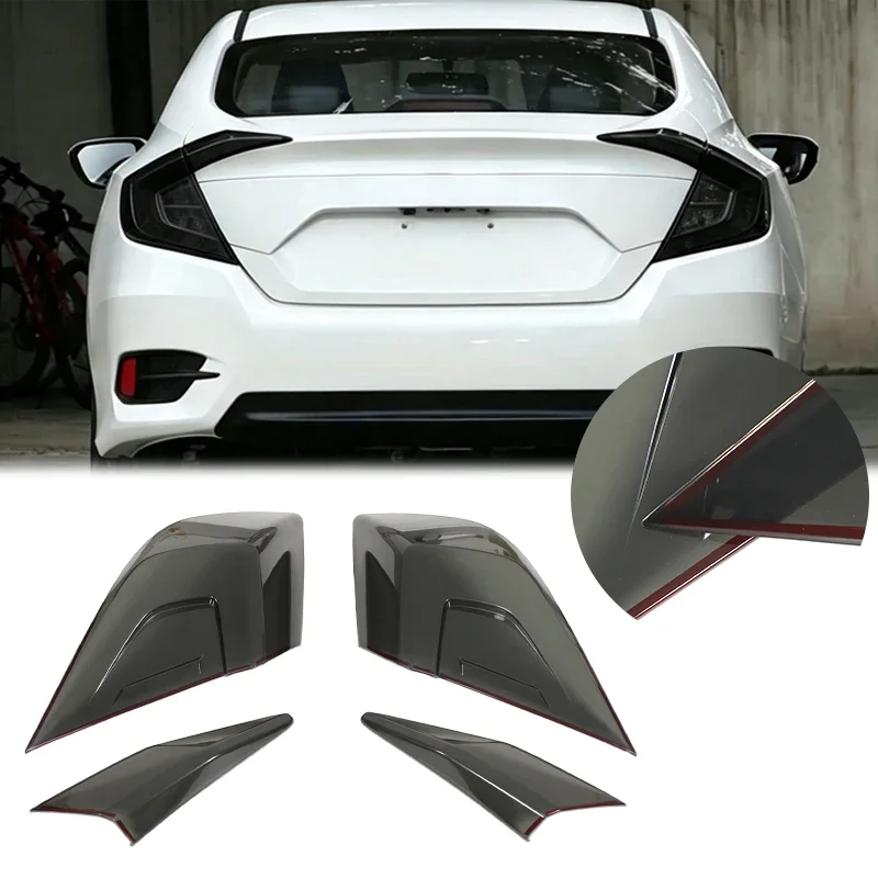 For Honda Civic Sedan 10th Gen 2016-2021 ABS Taillight Smoked Black Shell Trim Taillight Lamp Hoods Car Decorative Accessories
