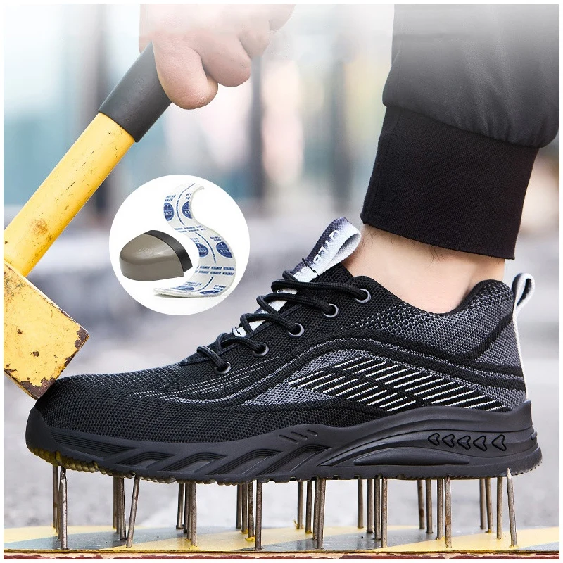 

Мужская повседневная дышащая рабочая обувь со стальным носком, летние защитные ботинки с воздушной сеткой, рабочие кроссовки, защитная обувь