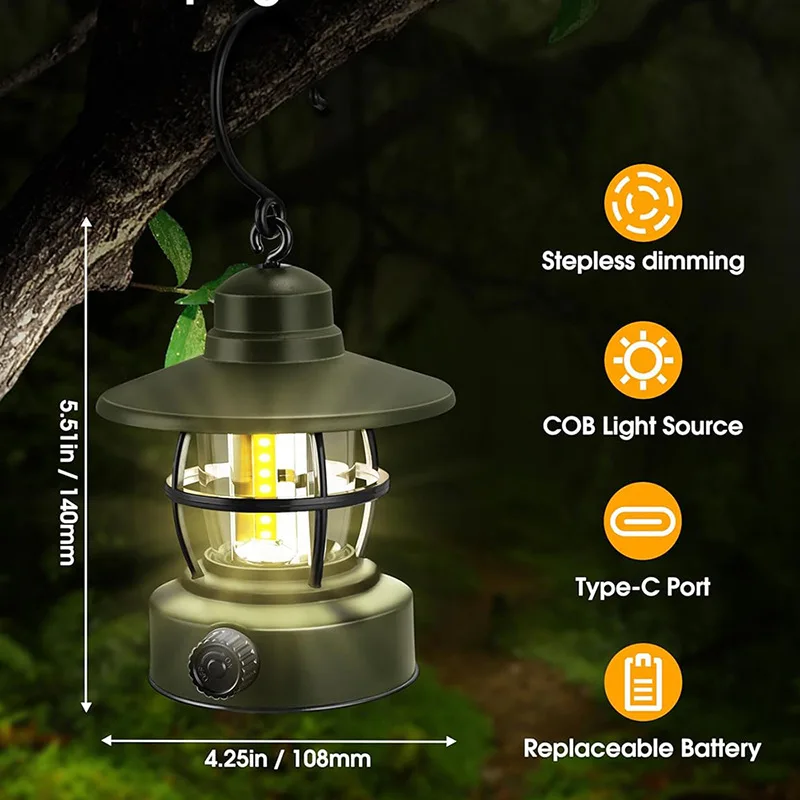 1 PC 14cmx10.8cm Camping Lights Tent Outdoor Garden  Ambient  Retro Horse Light Outdoor Tools for Camping & Hiking