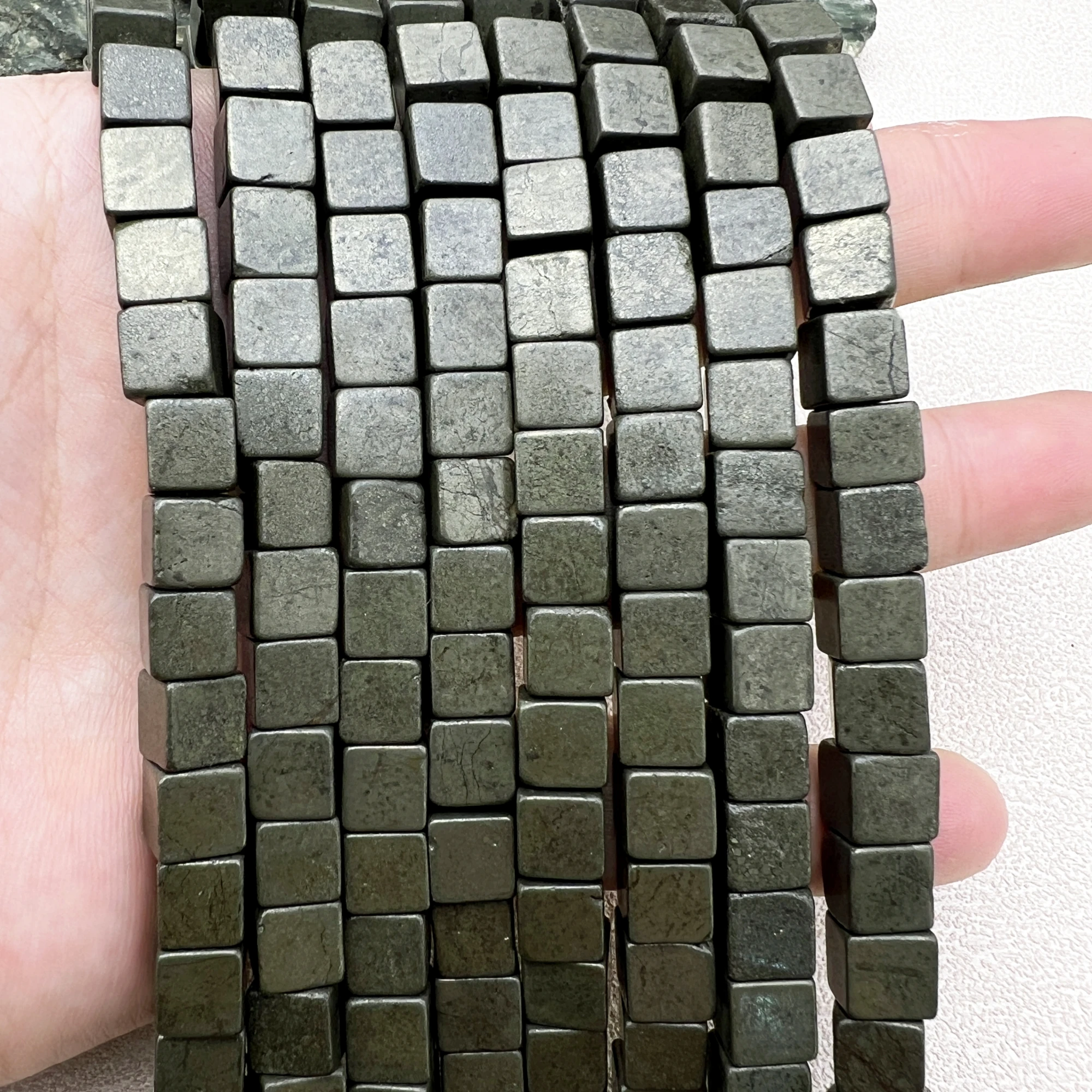 2Strands 8MM Natural Iron Pyrite Stone Cube Nugget Loose Beads For Jewelry Making MY240525