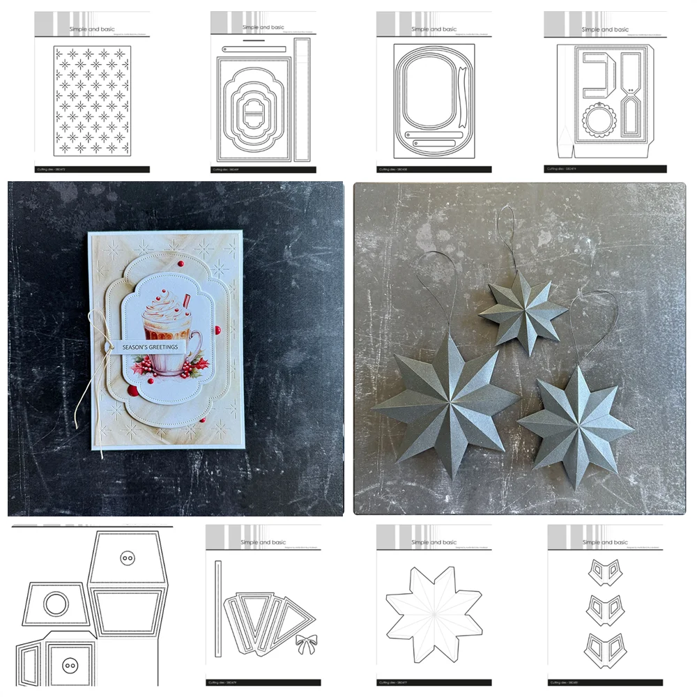 Shoppingbag Interactive Flip Card Twinkle Stars Triangle Cone Cutting Dies for Scrapbooking Paper Making Frame Craft Supplies