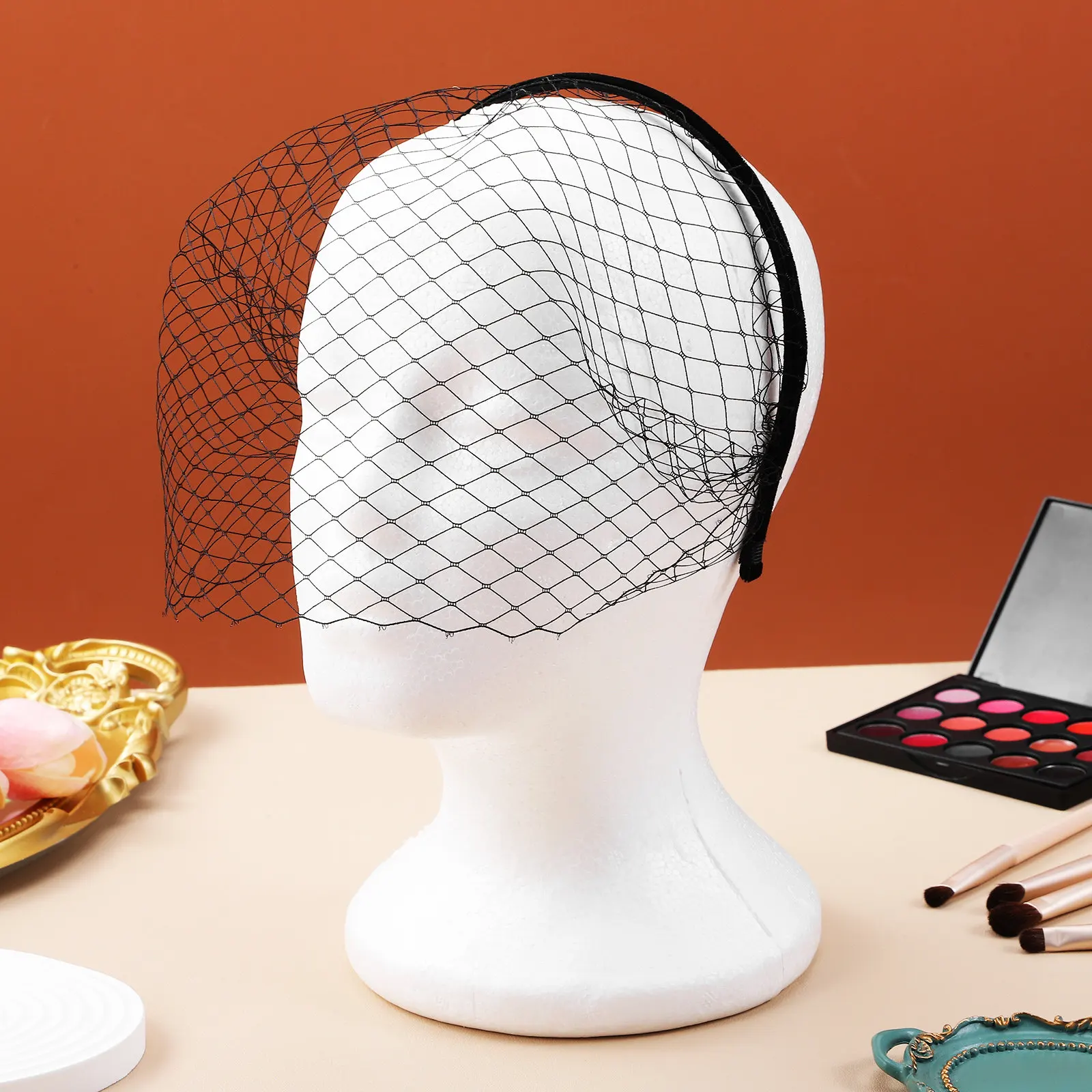 Birdcage Veil Headband for Women – Short Mesh Flapper Veil for Tea Party, Bridal, or Festival Styling