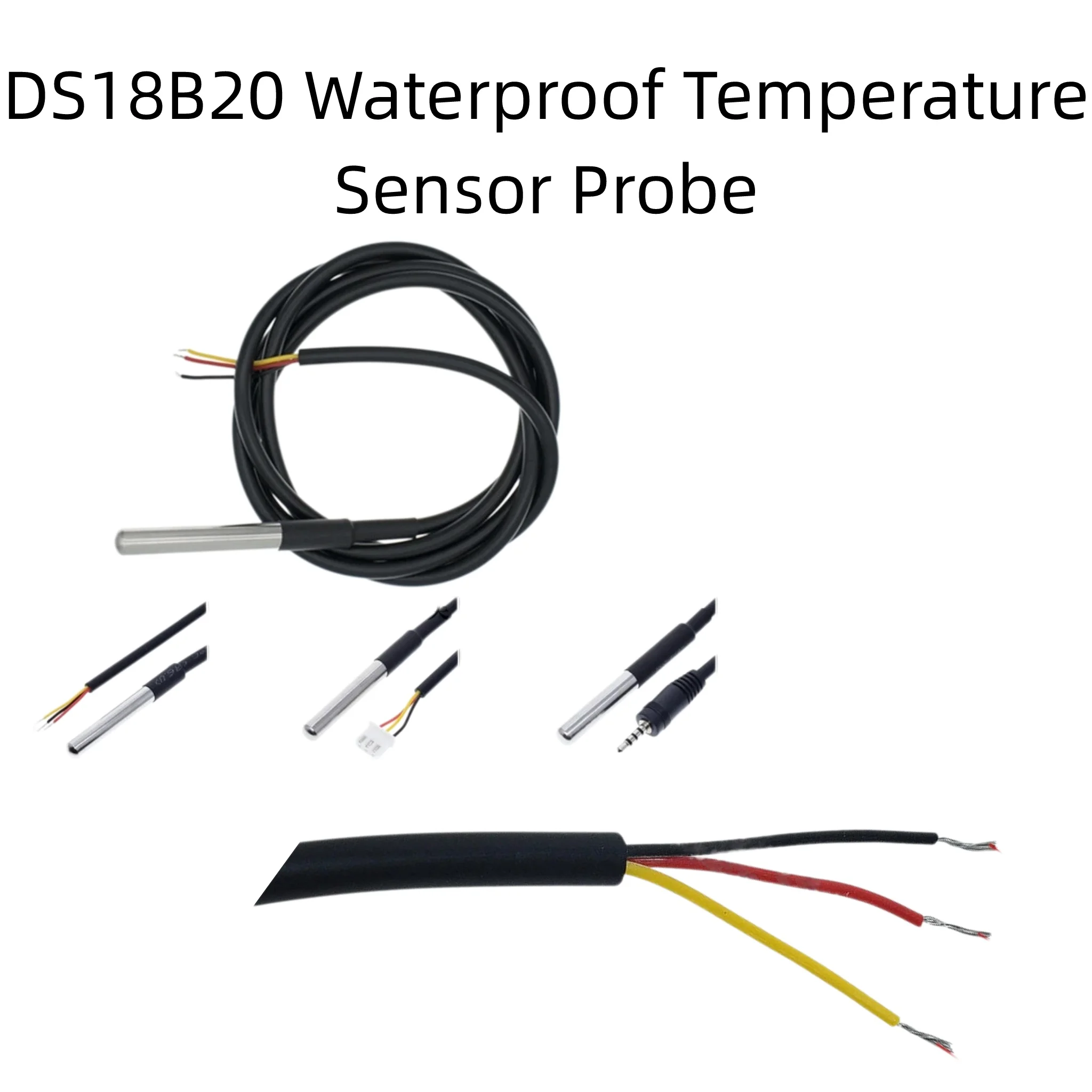 DS18B20 Waterproof Digital Temperature Sensor Stainless Steel Probe Cable with 2.5mm Audio Plug for Arduino DIY Temperature Meas