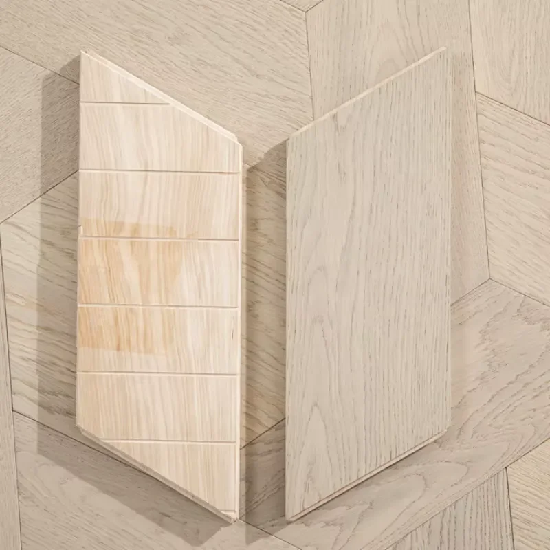 White Stained Brushed Oak Solid Wood Multi-Layer Composite Flooring Custom Hexagon Pattern Modular Art Parquet Chevron Floors