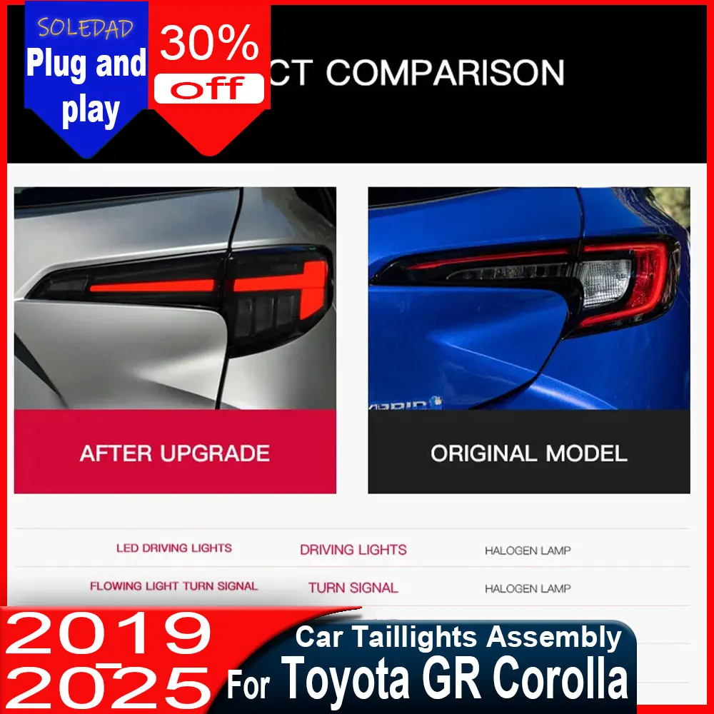 Car Taillights For Toyota GR Corolla Hatchback 2019 2020 2021 2022 2023 2024 2025 Taillamp Rear Lamp Brake Fog Turn Signal