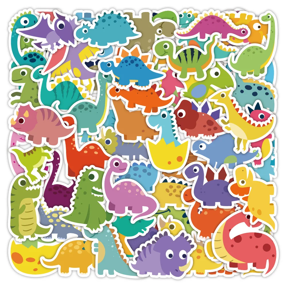 60/120Pcs INS Novelty Cute Kawaii Cartoon Dinosaur Stickers PVC Waterproof Stickers Decals For Kids Boys Girls Toys Gifts