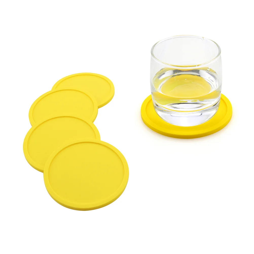 

5Pcs Silicone Drink Coasters Food Grade Heat Resistant Cup Mat for Table Home Bar Placemats Nonslip Safe Pad Blue