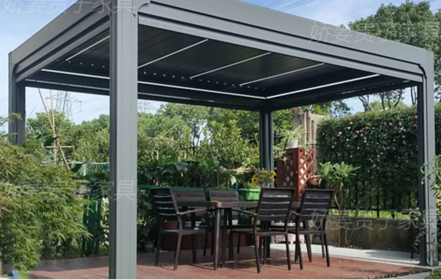 Aluminum alloy pavilion Outdoor courtyard Electric awning Sun room Villa terrace Garden Modern new Chinese pavilion