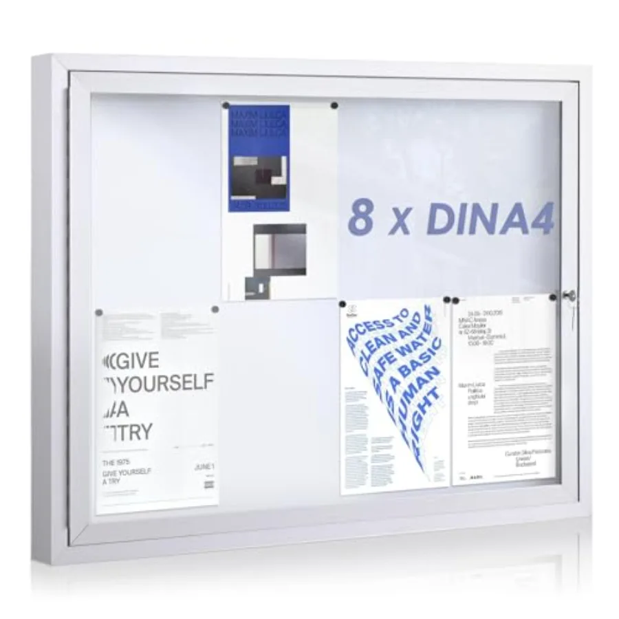 

Outdoor Bulletin Board Weatherproof 37x28 in Enclosed White Board Locking Message Center for Office School Community Commerce, A