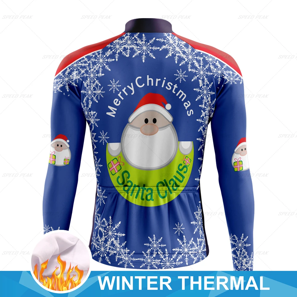 SPEED PEAK Cycling Jersey inverno uomo natale blu antistatico manica lunga Triathlon Set abbigliamento da bicicletta Mtb abbigliamento sportivo Clothin