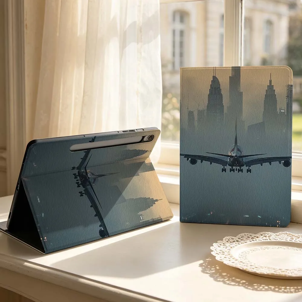 Airplane Flying Pattern Soft For Samsung Galaxy Tab S11 S10 S9 S8 S7 S6 A9 A8 A11 Lite FE Plus Pen Tray Tablet Case