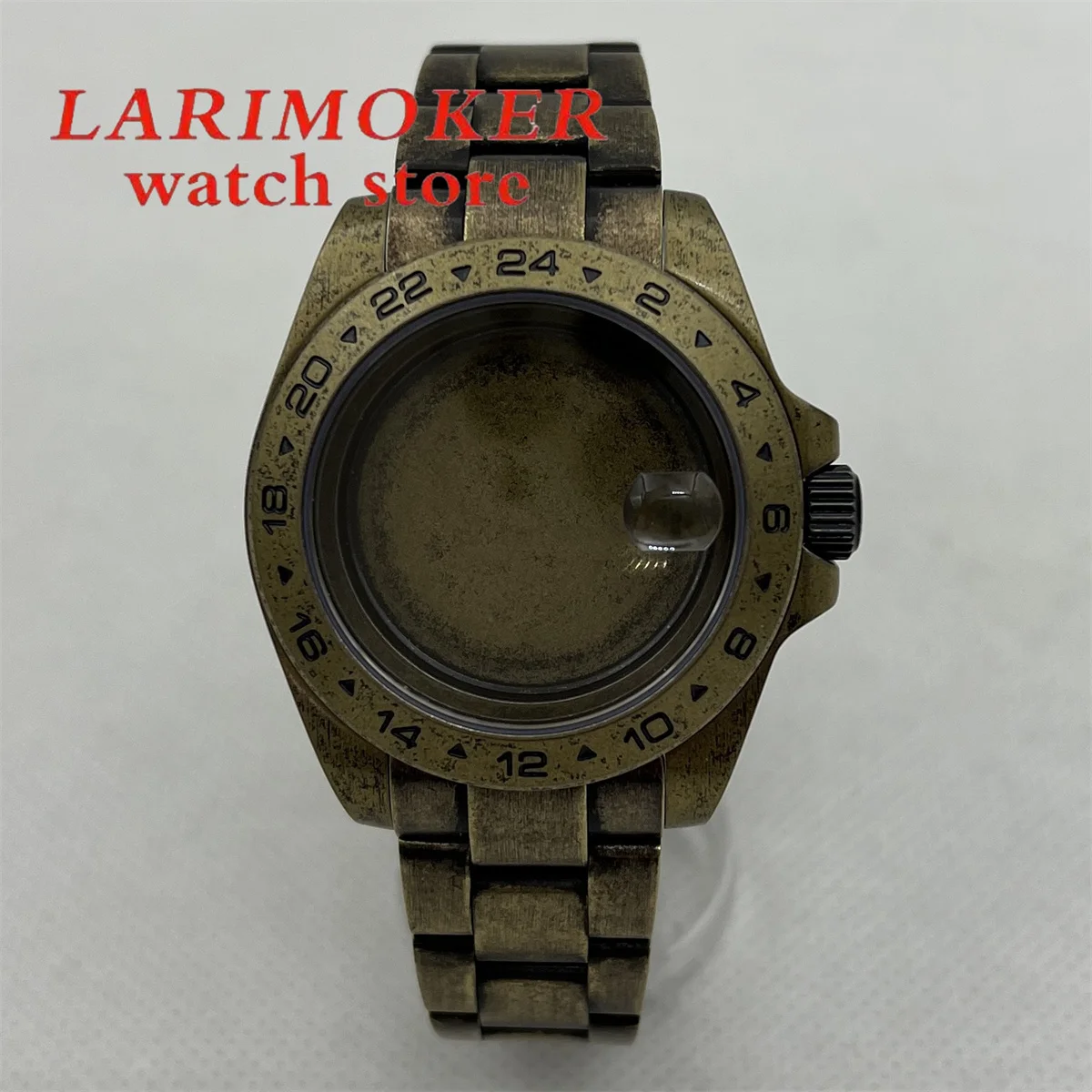 Bronze 40mm men's case strap 24-hour fixed bezel sapphire glass with NH34 NH35A 36 ETA2824 PT5000 automatic movement watch parts