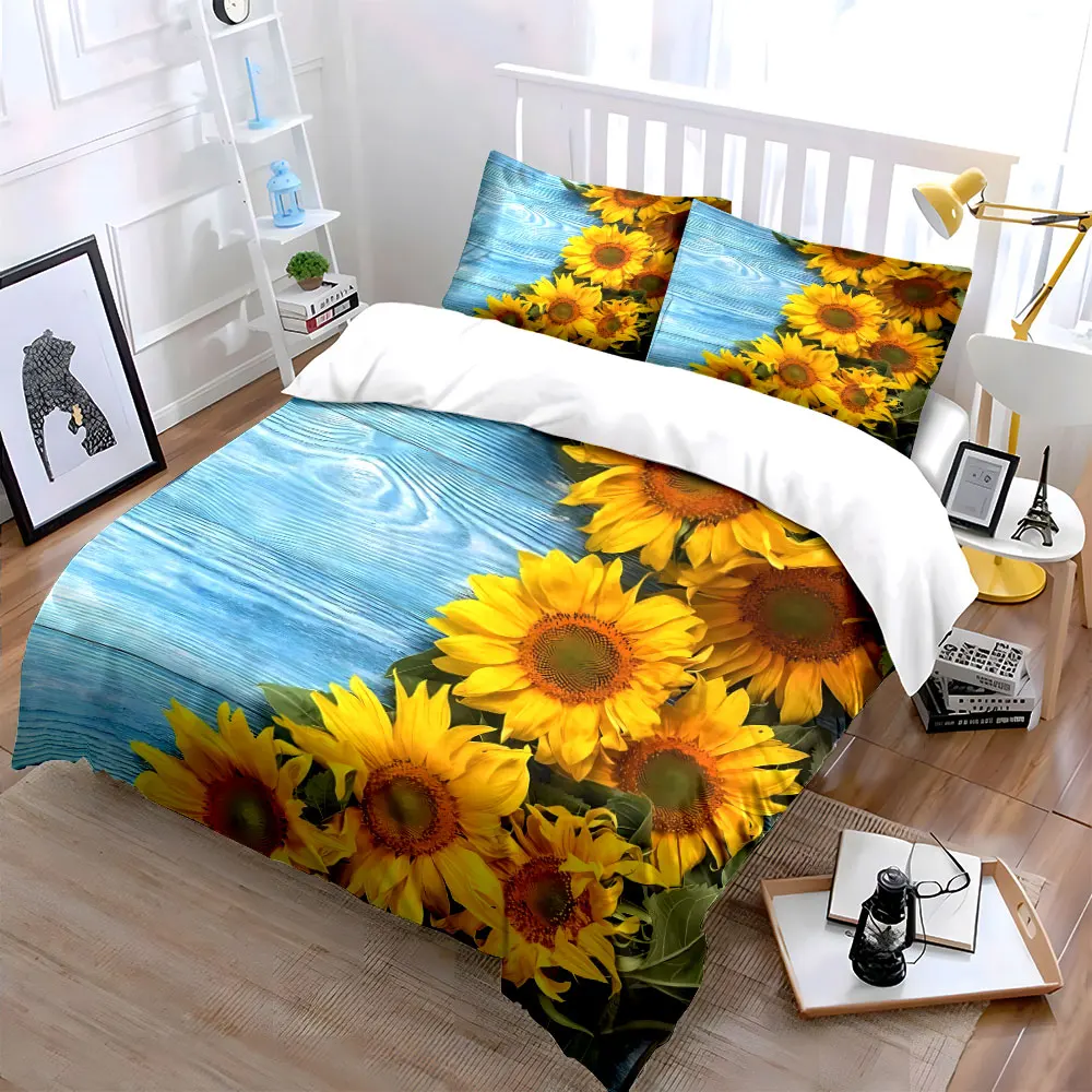 

Sunflower Table Decor Set Soft Skin-Friendly Bedding Set Includes 1 Duvet Cover And 2 Pillowcase, Gift