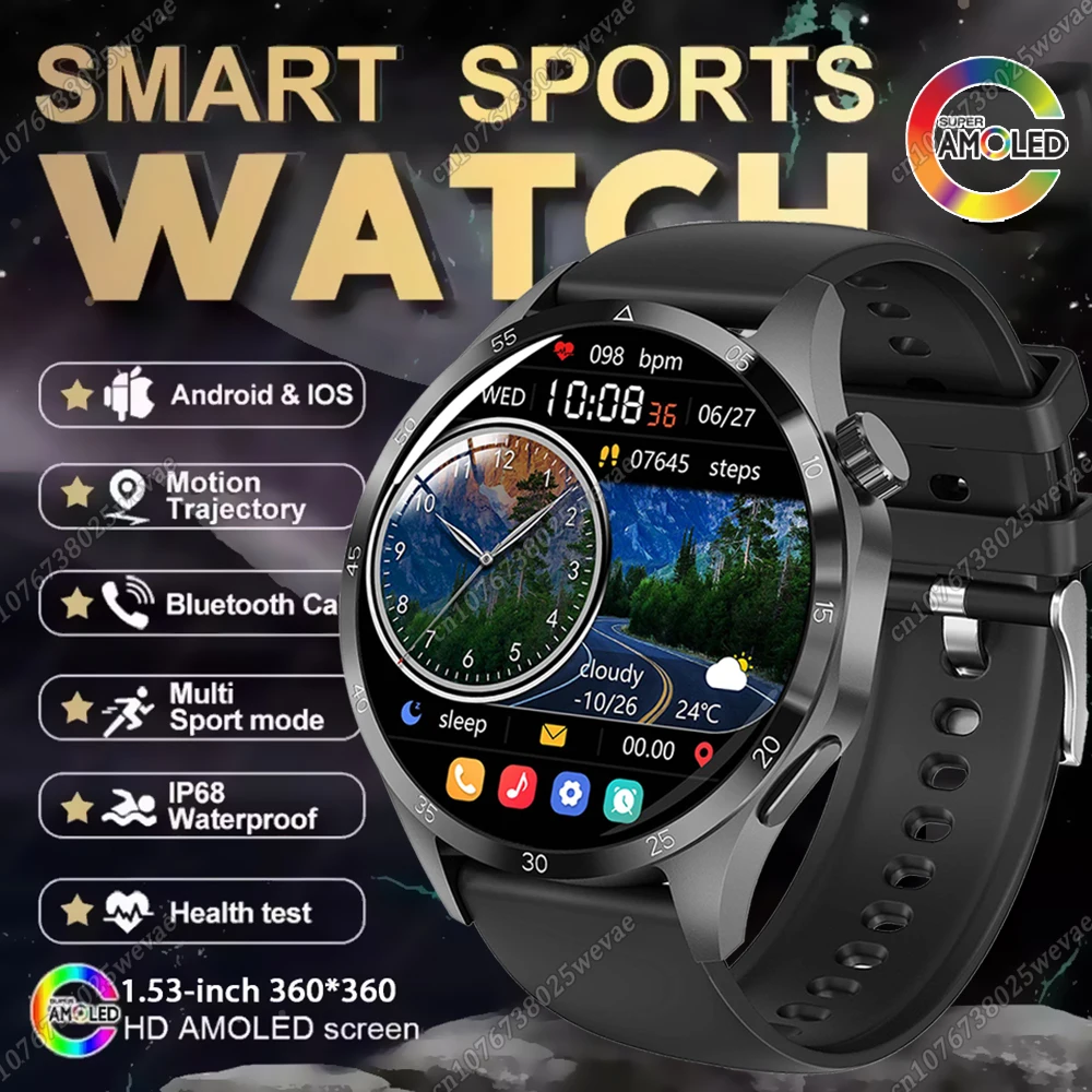

2026 Smart Watch Men Women 1.52inch 360*360 HD Screen GPS Track Heart Rate Sleep Health Bluetooth Call Smartwatch Watch 6 HT30
