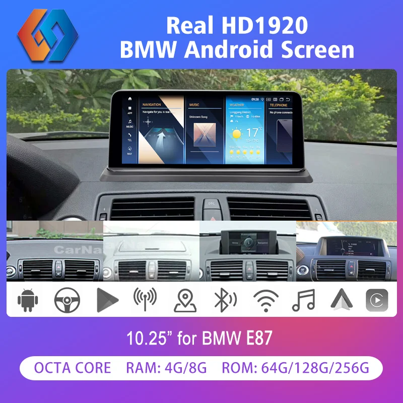 for BMW E87/E88 Android 12.0 Intelligent Systems Car Multimedia Radio with 256G Rom Built-in WiFi BT5.0 iDrive GPS 4GLTE CarPlay