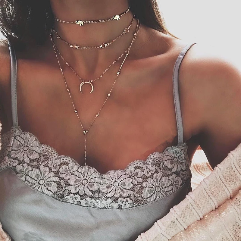 

Multi-layer Neck Chain, Elephant Pendant,Simple Fashion Collarbone Chain, Personalized Versatile Clothing Accessories Necklace