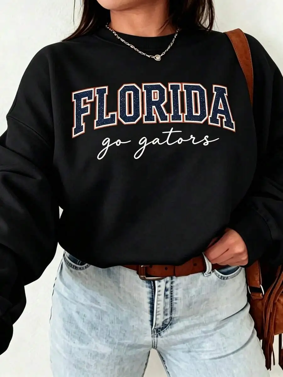 Florida Go Gators Varsity Sweatshirt Damen Rundhals Oversized Langarm-Oberteil – Detail 1