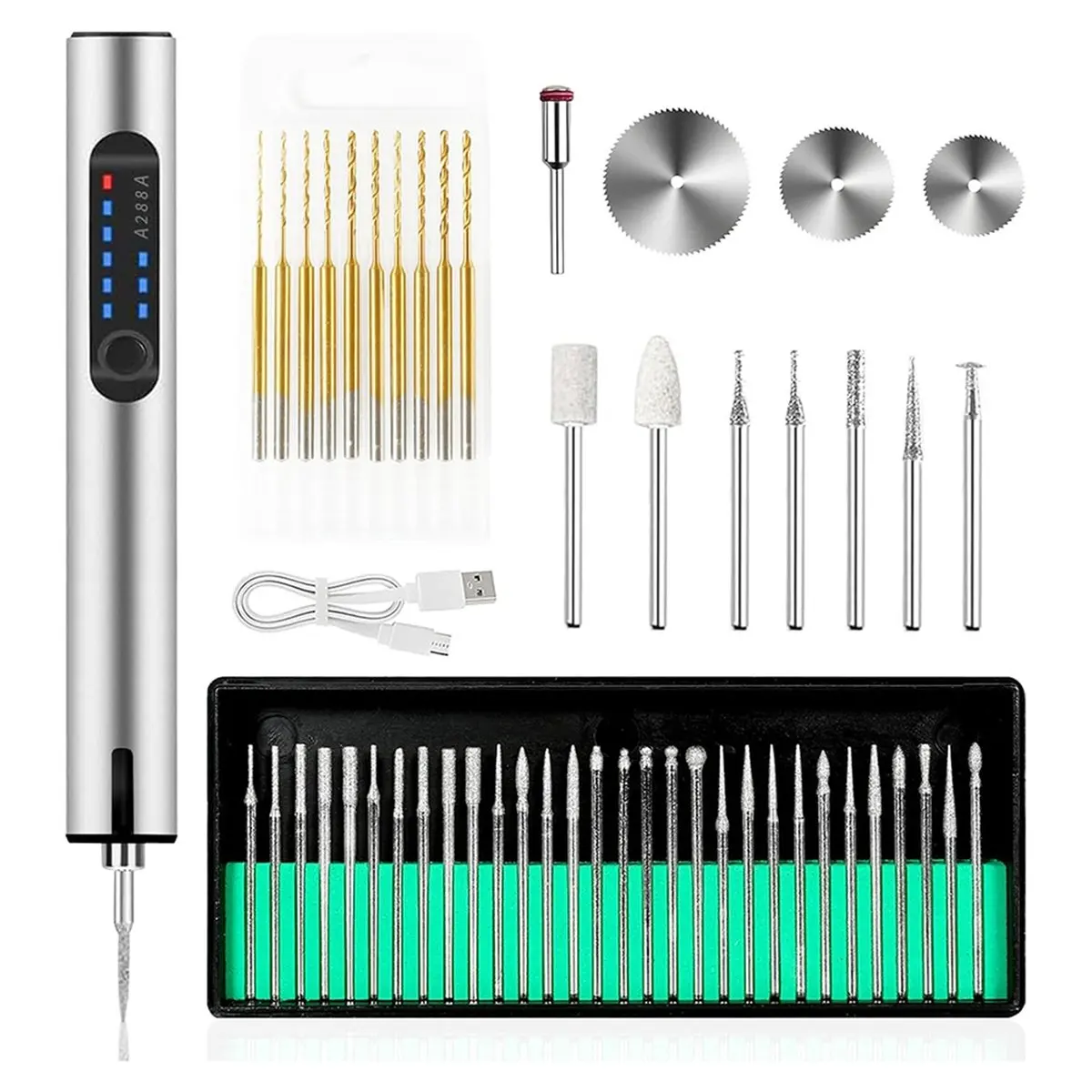 Y17A USB Rechargeable Engraving Pen Engraver,Portable DIY Hand Drill for Jewelry Making, Metal Wood Stone Plastic Glass, Gray