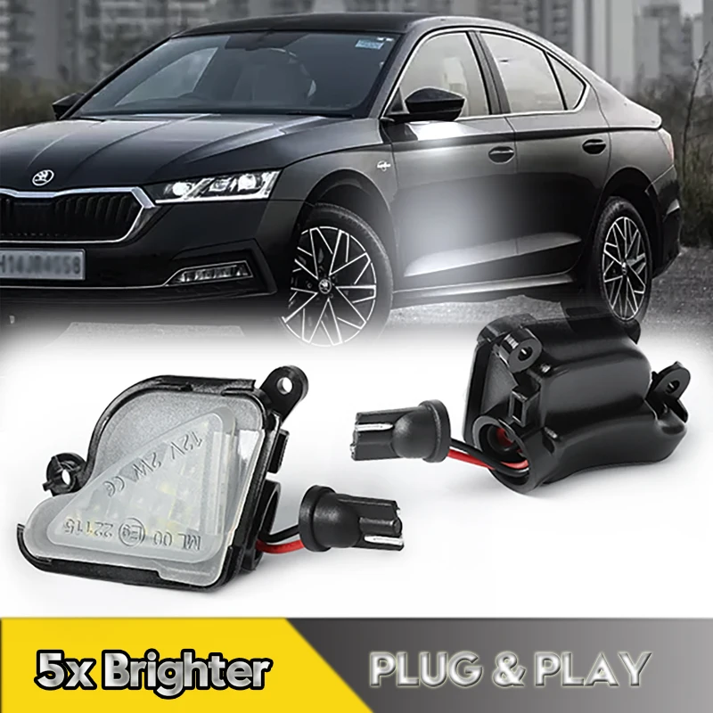 

2Pcs Canbus LED Under Side Mirror Lights Puddle Welcome Lamps For Skoda Octavia Superb 2 3 MK2 MK3 1Z 5E B6 Scout OEM#3T0945291