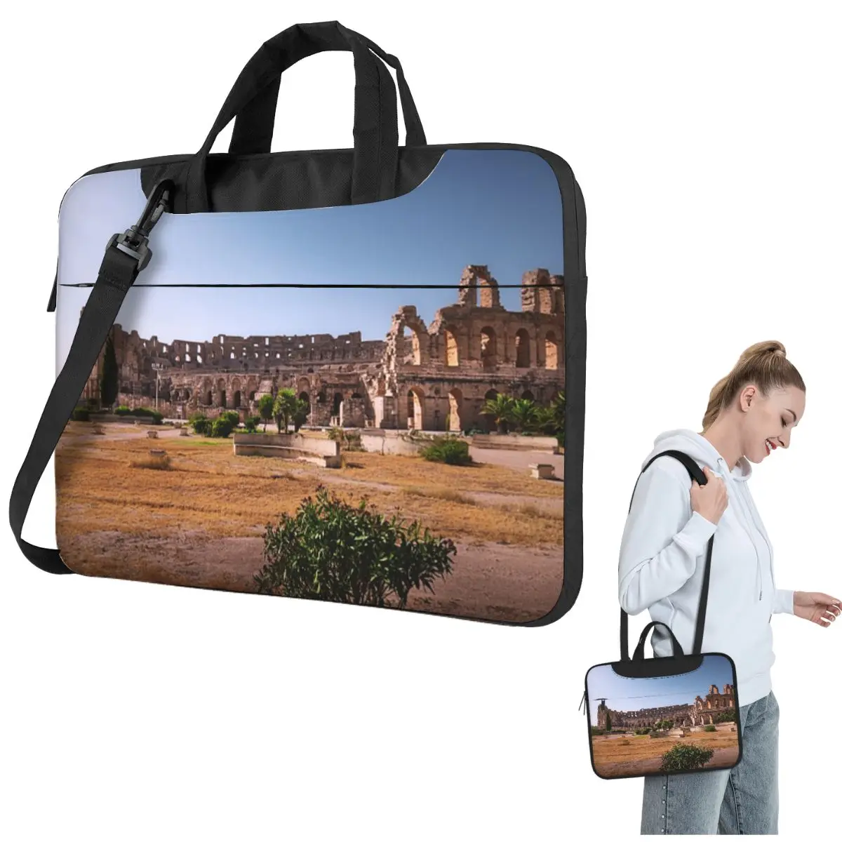 

El Jem Colosseum Древний римский амфоitheatre, Тунис, сумка через плечо для ноутбука, сумка для компьютера, устойчивая защитная сумка для ноутбука