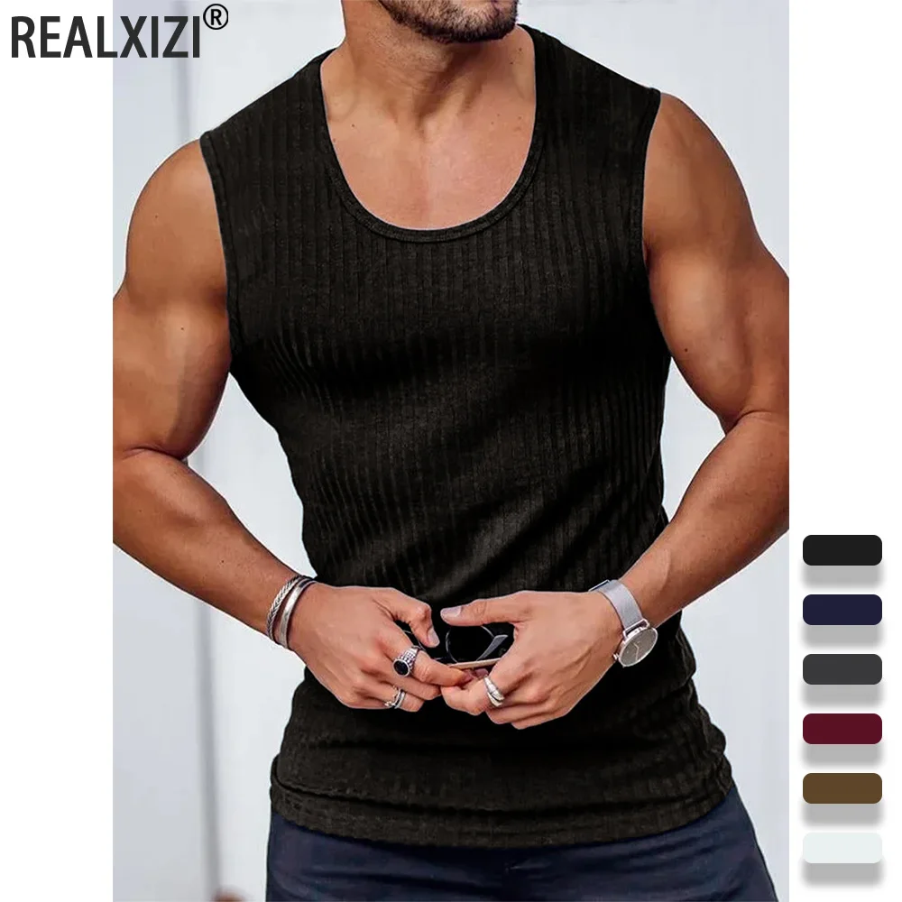 Summer Men's Vest Stripe Gym Tank Top Men Fitness Sleeveless Shirt Male Exercise Sports Vest Undershirt Bodybuilding Clothing