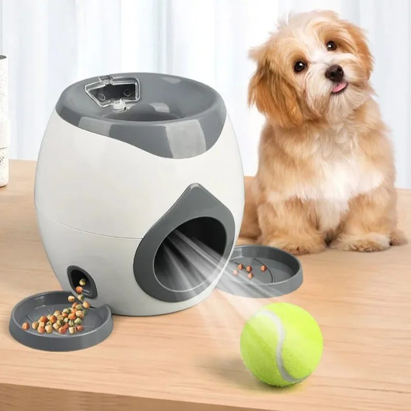 

Интерактивная игрушка для домашних животных 2 в 1, пусковая установка для теннисных мячей, автоматическая машина для метания, обучающая награда, веселая машина для кормления, товары для домашних животных