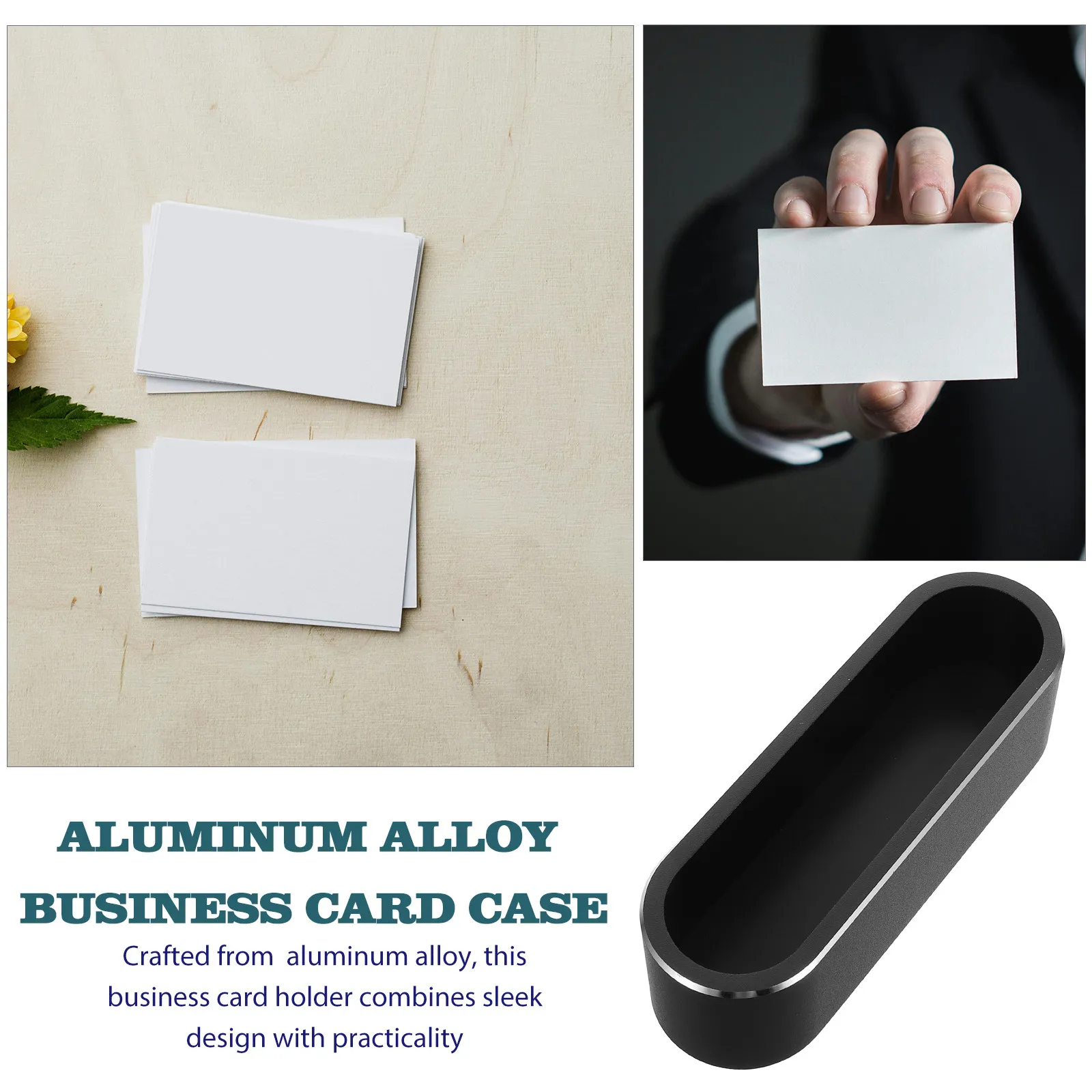 Aluminum Alloy Business Card Holder Desktop Organizer Stand – Large Capacity Metal Card Storage for Office Travel