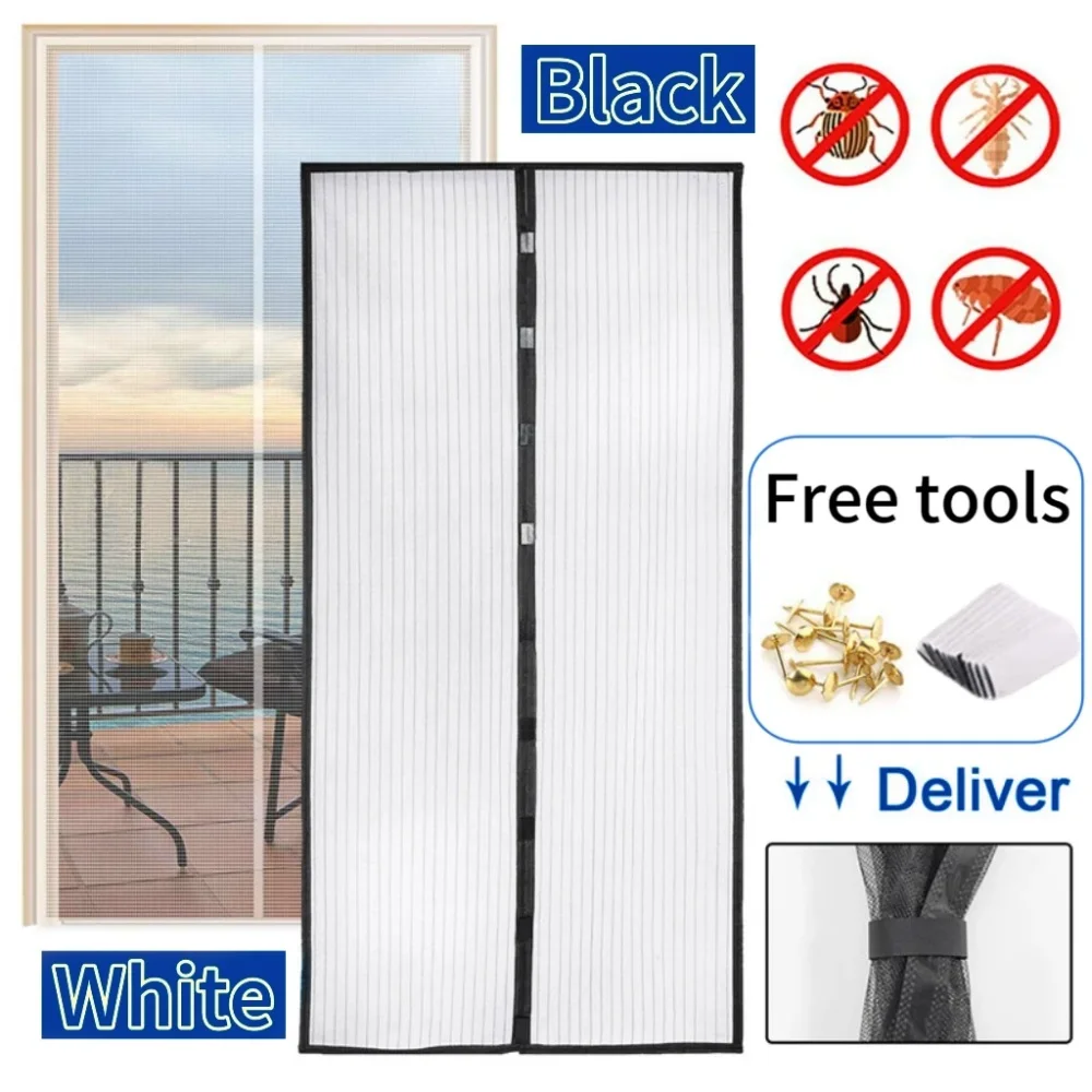 Anti Mosquito Ventilate Door Curtain No Punching Automatic Closing Invisible Door Mesh Cover for Pet and Kid Protecting