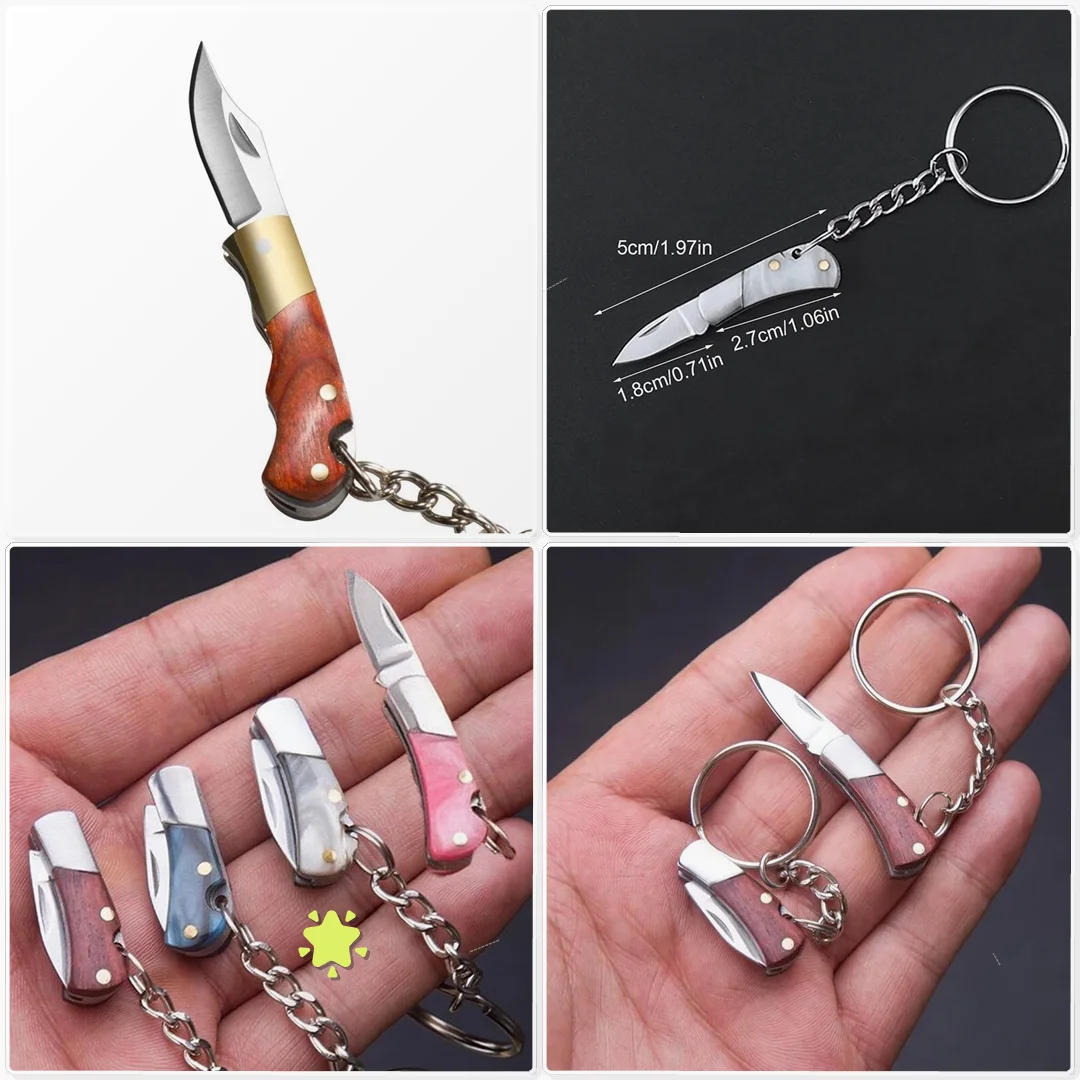 Mini Folding Knife Keychain Pendant Portable Penknife Orchard Fruit Picking Peel Tool Outdoor Garden Gift