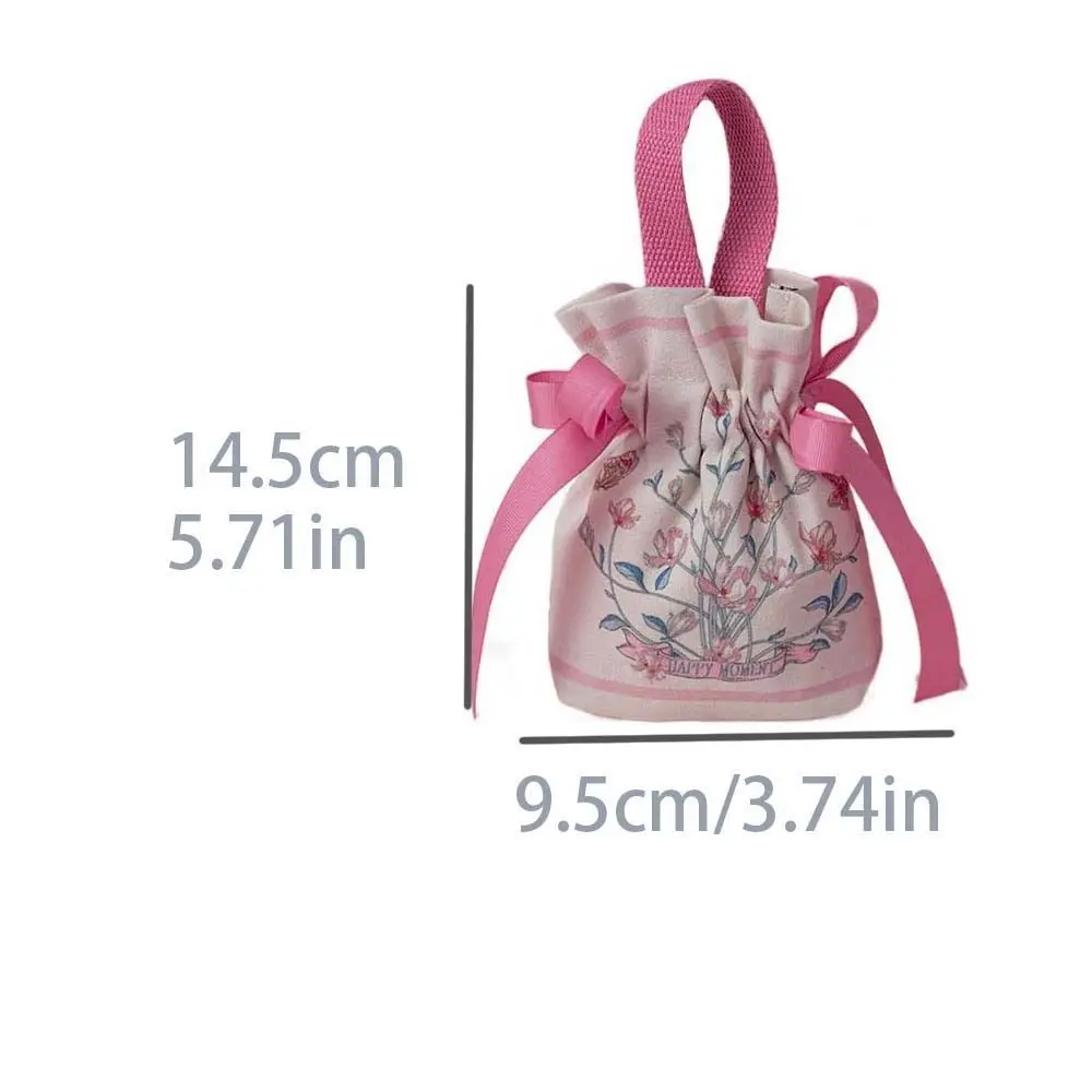 Saco De Cordão Floral De Lona De Cetim, Bolsa De Bowknot De Flor De Malha Estilo Coreano, Saco De Balde De Embalagem De Jóias