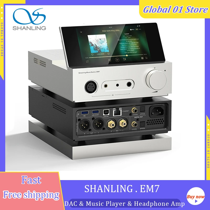 

Shanling EM7 ES9038Pro DAC Headphone Amplifier Android 10 All-in-one Desktop Music Player Bluetooth5.0 768KHz DSD512 HiFi AMP