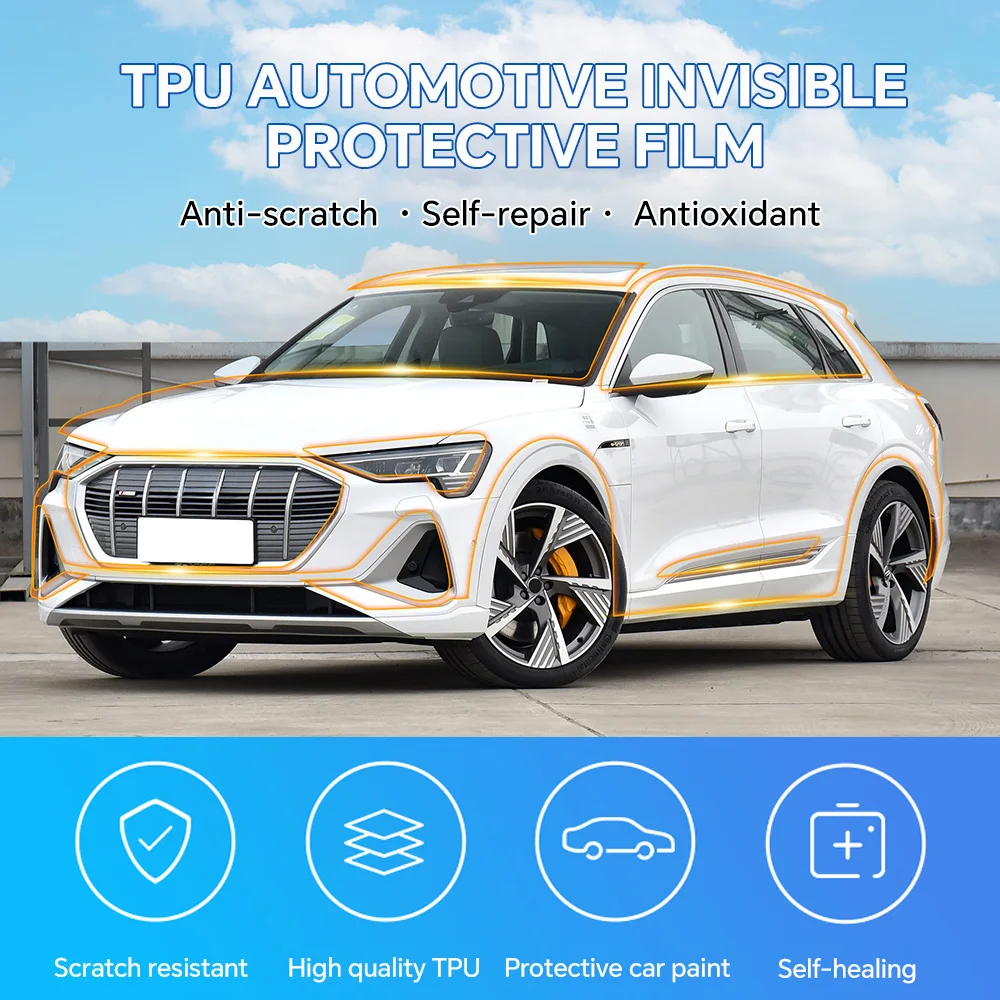 Folia ochronna lakieru TPU 8.5Mil do AUDI E-TRON 2019-2023, wstępnie przycięta, PPF Bra, zestaw przezroczysty na karoserię, odporna na zarysowania osłona