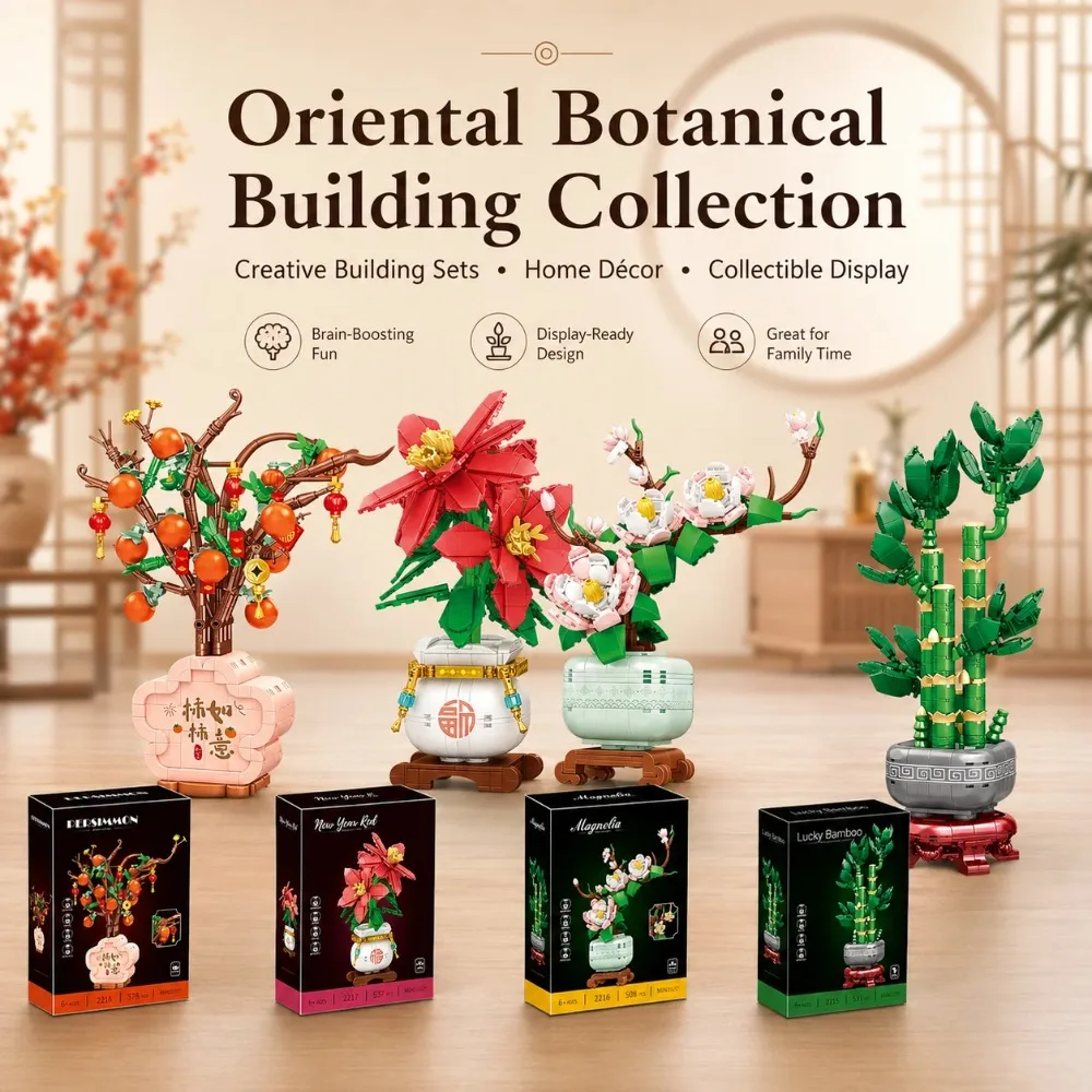 Blocs de construction Orchidées, Bouquet de fleurs, Modèle de plante Bonsaï, Ornement exquis, Décorations DIY pour la maison, Cadeaux pour la Saint-Valentin, Adultes et Enfants